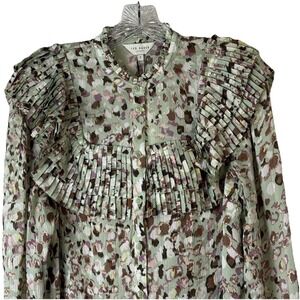 Ted Baker Women's Lt Green Indira Top Sz 1 (US 4) NWT Long‎ Sleeve Ruffle BIB